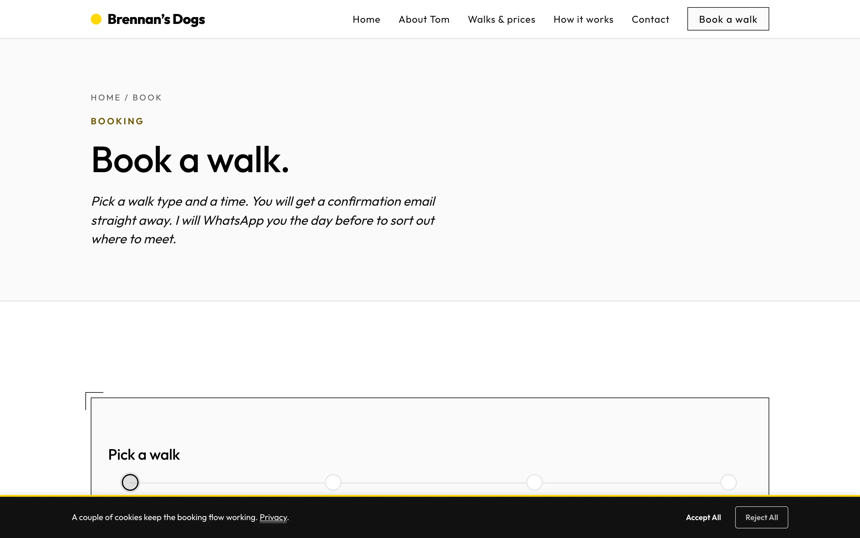 Book a walk screenshot
