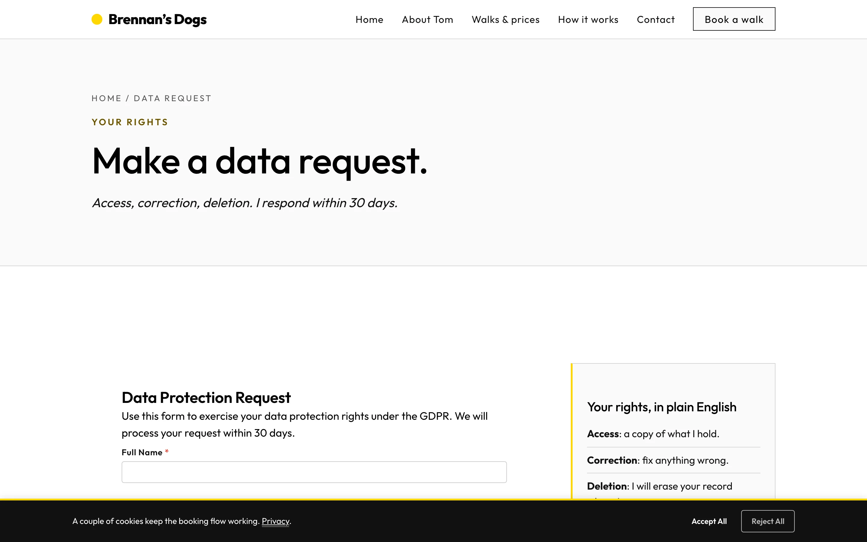 Make a data request screenshot