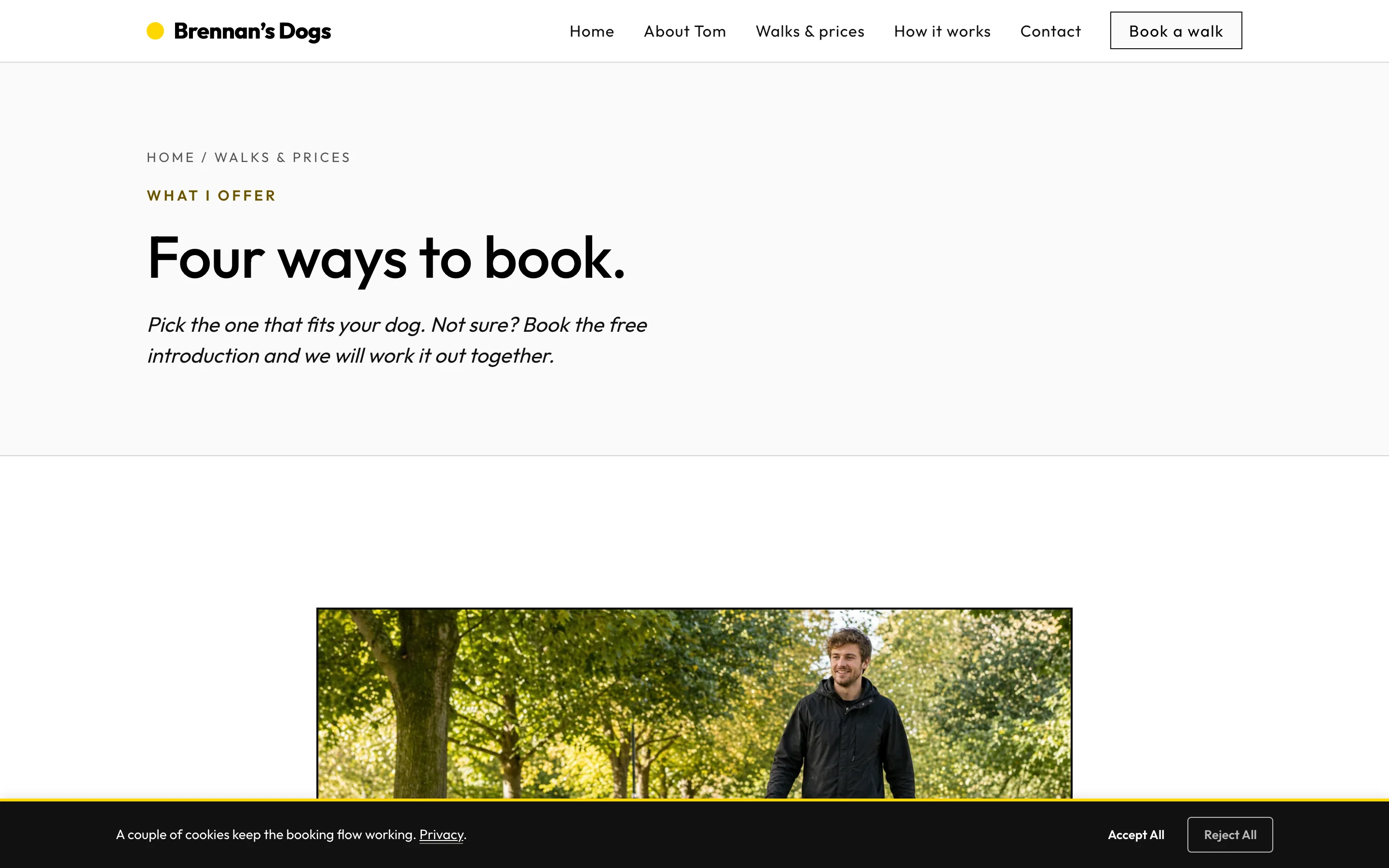 Walks & prices — Brennan's Dogs screenshot